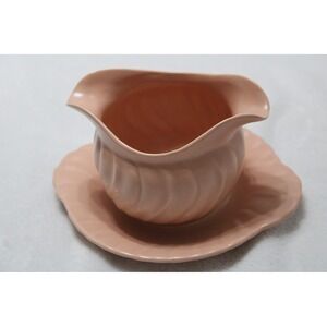 Franciscan Ware Pink Desert Rose Gravy Boat Attached Underplate Vintage USA